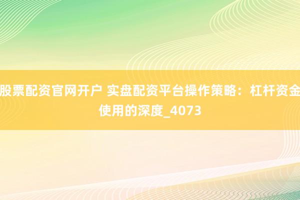 股票配资官网开户 实盘配资平台操作策略：杠杆资金使用的深度_4073