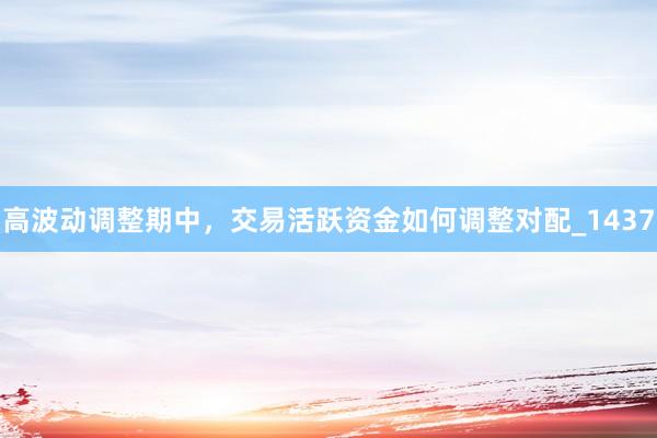 高波动调整期中,交易活跃资金如何调整对配_1437