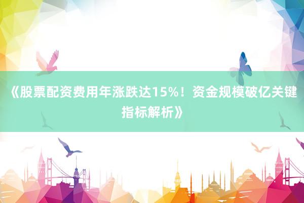 《股票配资费用年涨跌达15%！资金规模破亿关键指标解析》