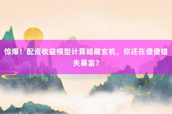 惊爆！配资收益模型计算暗藏玄机，你还在傻傻错失暴富？