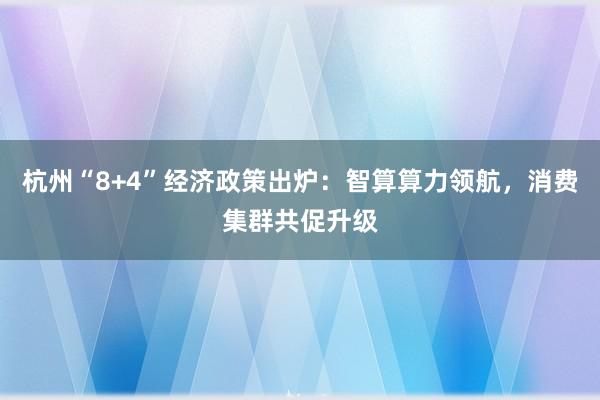 杭州“8+4”经济政策出炉：智算算力领航，消费集群共促升级