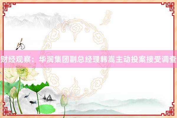 财经观察：华润集团副总经理韩嵩主动投案接受调查