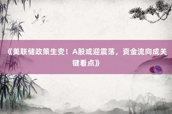 《美联储政策生变！A股或迎震荡，资金流向成关键看点》