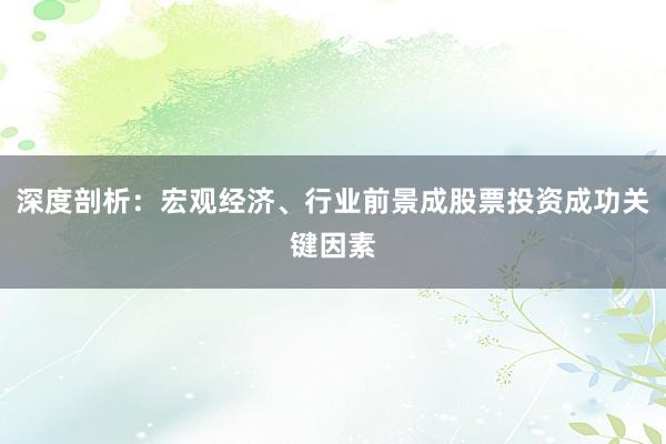 深度剖析：宏观经济、行业前景成股票投资成功关键因素