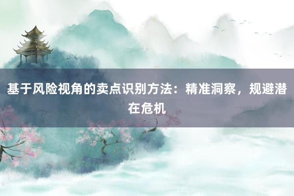 基于风险视角的卖点识别方法：精准洞察，规避潜在危机