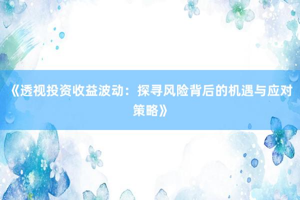 《透视投资收益波动：探寻风险背后的机遇与应对策略》