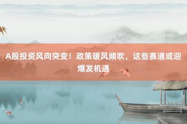 A股投资风向突变！政策暖风频吹，这些赛道或迎爆发机遇
