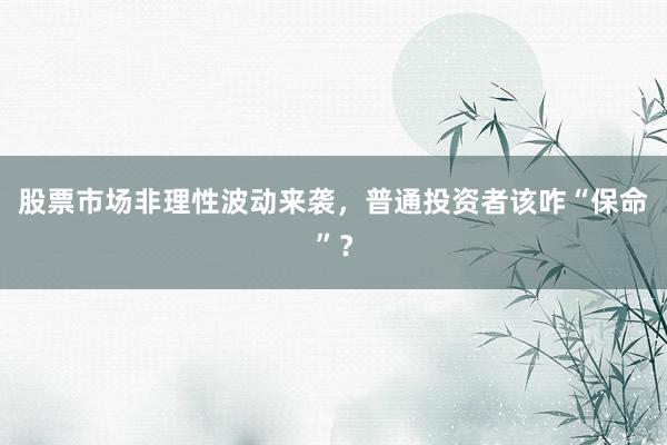 股票市场非理性波动来袭，普通投资者该咋“保命”？