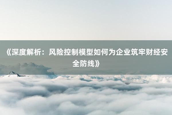 《深度解析：风险控制模型如何为企业筑牢财经安全防线》