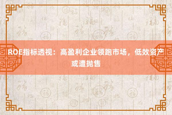 ROE指标透视：高盈利企业领跑市场，低效资产或遭抛售
