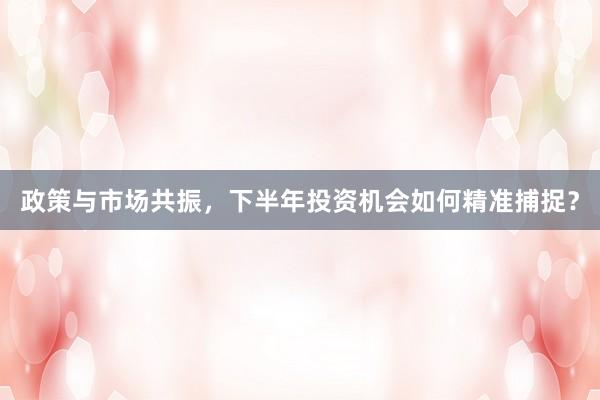政策与市场共振，下半年投资机会如何精准捕捉？