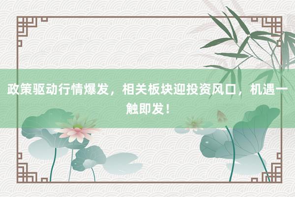 政策驱动行情爆发，相关板块迎投资风口，机遇一触即发！