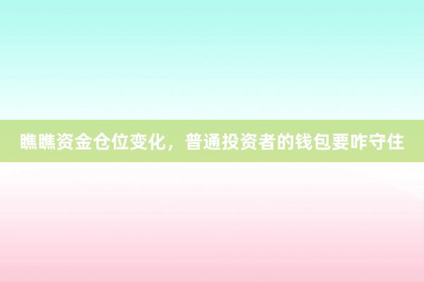 瞧瞧资金仓位变化，普通投资者的钱包要咋守住