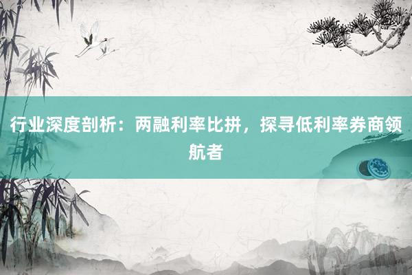 行业深度剖析：两融利率比拼，探寻低利率券商领航者