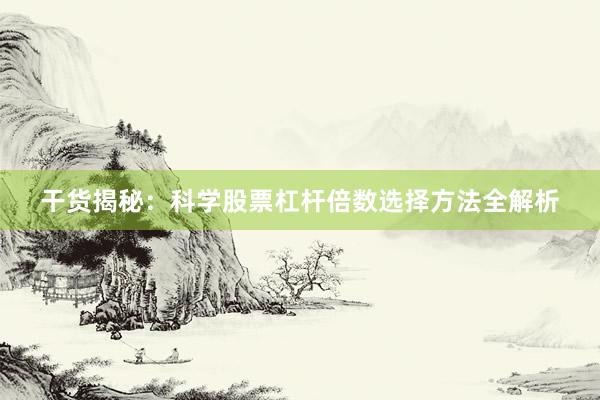 干货揭秘：科学股票杠杆倍数选择方法全解析