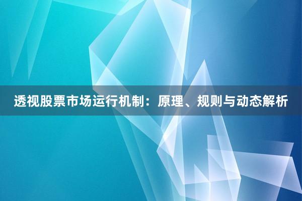 透视股票市场运行机制：原理、规则与动态解析