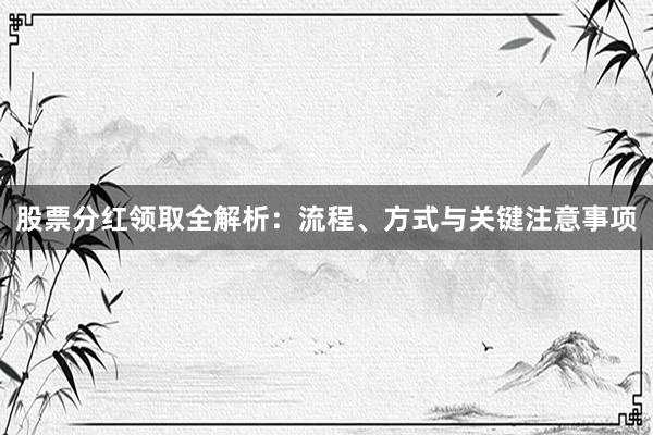 股票分红领取全解析：流程、方式与关键注意事项
