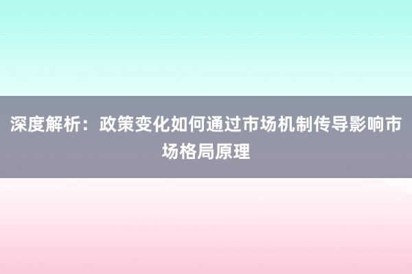深度解析：政策变化如何通过市场机制传导影响市场格局原理