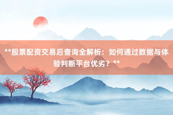 **股票配资交易后查询全解析：如何通过数据与体验判断平台优劣？**