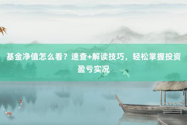 基金净值怎么看？速查+解读技巧，轻松掌握投资盈亏实况