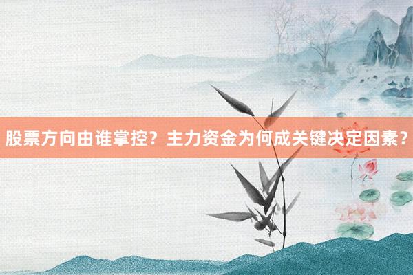 股票方向由谁掌控？主力资金为何成关键决定因素？